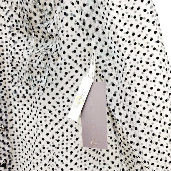 Magofina Rico Womens Polka Dot Sheer Long Sleeve Blouse Ruffle Detailing Size S - Picture 3 of 8
